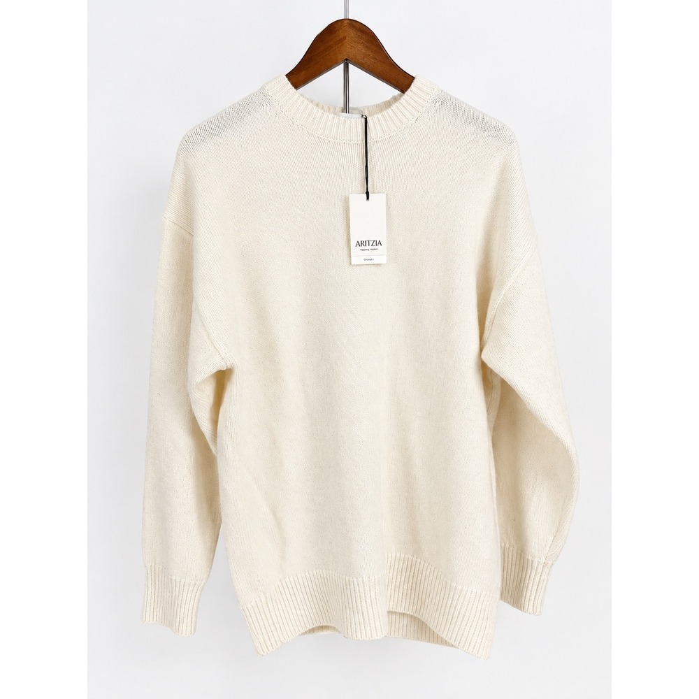 Aritzia Sweater Women's 2XS Chunky Merino Wool Crew Knit Oversized Luxury White